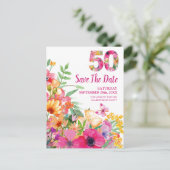 50 ans fleurs date anniversaire carte postale 50e  (Debout devant)