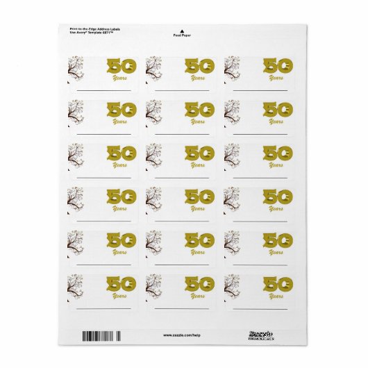 50 ans nom étiquette (Feuille entière)