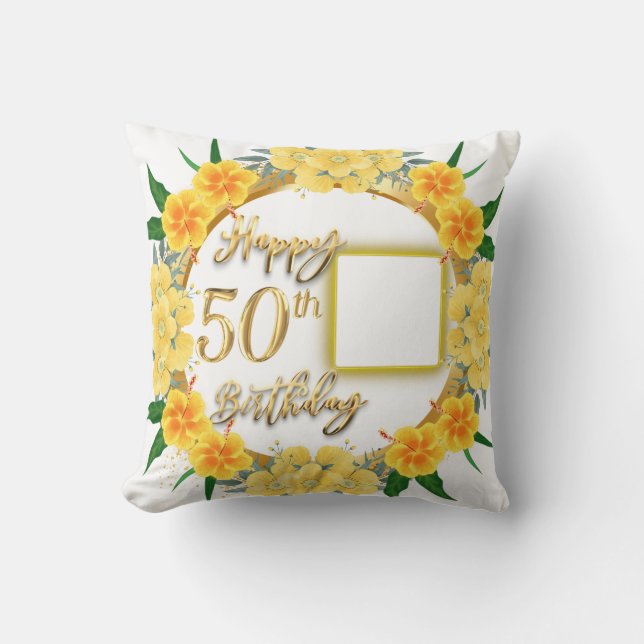 50 ans : Photo personnalisée Joyeux Coussin d'anni (Recto)