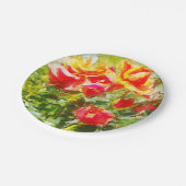 50 assiettes en papier Roses oranges (Angle)