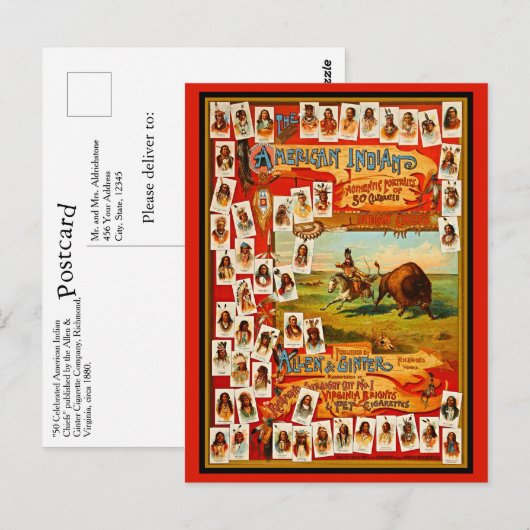  50 beroemde Indische Indische Chiefs Briefkaart (Voorkant / Achterkant)