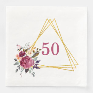 50 Boho Floral Geometric Paper Dinner Napkins Servet