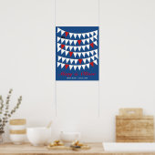 50 Bunting Red Blue Wedding Guest Book Poster (Keuken)
