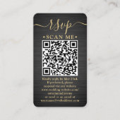 50 Cartes de réponse QR RSVP noires et dorées pour (Devant)