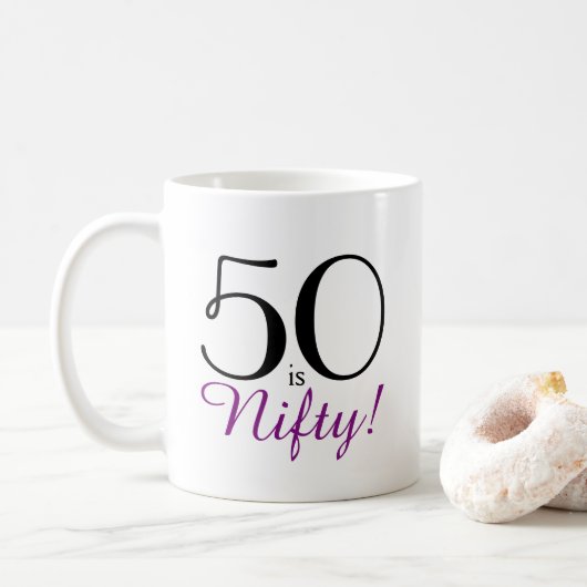 50, c'est Nifty ! 50e anniversaire Gift Mug (Avec donut)