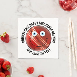 50 Custom Cricket Theme Party BLUE EYES Happy Face Servet