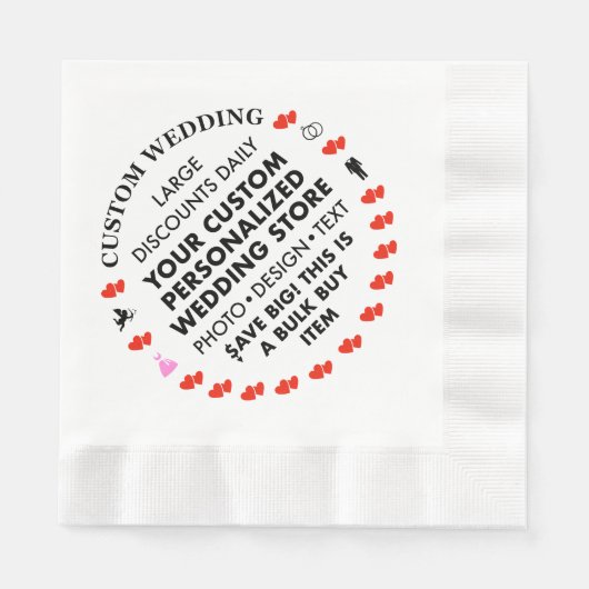 50 Custom Wedding Party 6.5" Papieren servetten (Voorkant)