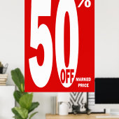50% DE BON Affiche de vente au détail (Bureau à domicile)