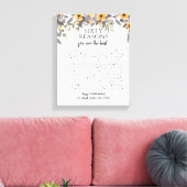 50 dingen waar we van houden, zilvergele bloemen canvas afdruk (Insitu (Woonkamer))