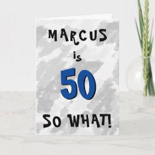 50 dus wat Leuke Quote en Naam Blauw 50ste Verjaar Kaart