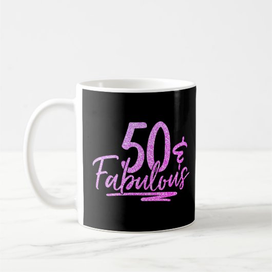 50 en 50 jaar Paarse verbluffende glitter-50-jarig Koffiemok (Links)