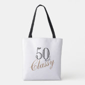 50 en Classy Elegant Black Golden Script Birthday Draagtas (Achterkant)
