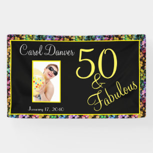  50 en de Fabulous Rainbow Birthday Spandoek