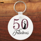 50 en de partij van Fabulous Birthday Sleutelhanger (Voorkant)