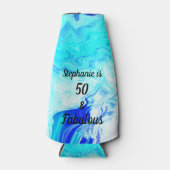 50 en een verbluffend Birthday Geode Agate Blue Pa Flesjeskoeler (Voorkant)