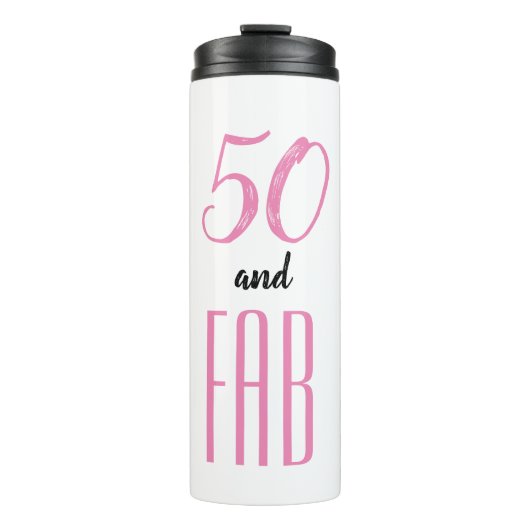 50 en Fab roze en zwart Thermosbeker (Voorkant)