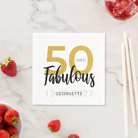 50 en Fab verjaardagsscript Party Paper Servet (Insitu)