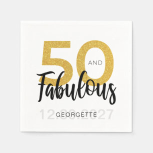 50 en Fab verjaardagsscript Party Paper Servet