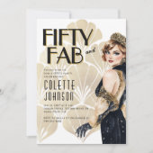 50 en Fabulous 1920s Verjaardagsuitnodiging Kaart (Voorkant)