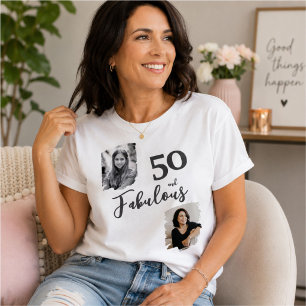 50 en Fabulous 2 Foto 50ste Verjaardag T-shirt