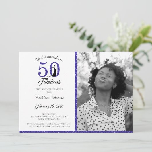 50 en Fabulous | 50e uitnodiging van de Birthday P (Staand voorkant)
