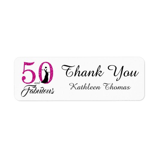 50 en Fabulous 50e verjaardag Aangepaste Dank je w Etiket (Voorkant)