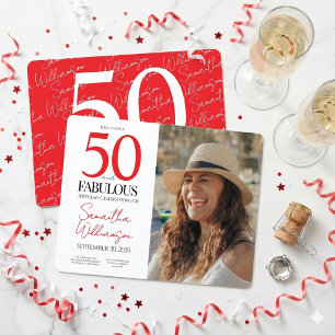 50 en Fabulous   50ste Verjaardag Elegante Foto Kaart