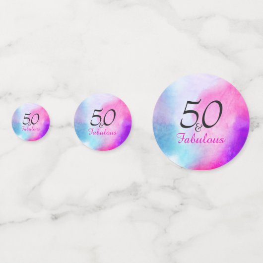 50 en Fabulous 50ste verjaardag Roze en Paars Confetti (Voorkanten)