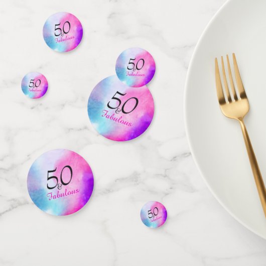 50 en Fabulous 50ste verjaardag Roze en Paars Confetti (Groep)
