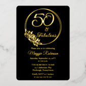 50 en Fabulous 50ste verjaardagsfeest gestempeld Folie Uitnodiging (Voorkant)
