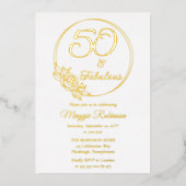 50 en Fabulous 50ste verjaardagsfeest gestempeld Folie Uitnodiging (Voorkant)