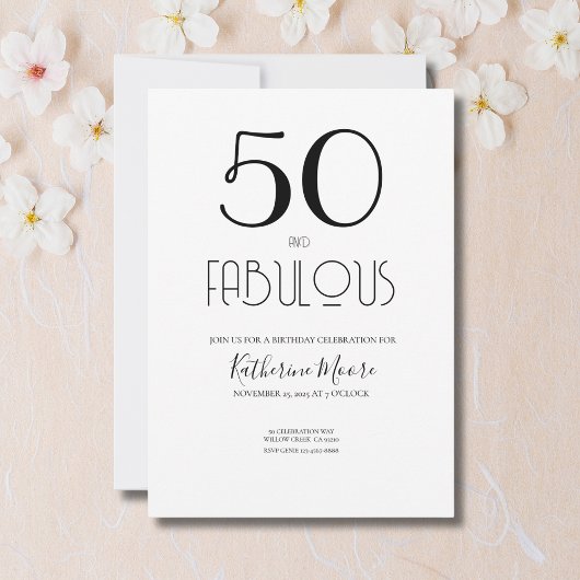 50 en Fabulous 50ste verjaardagsfeestje  Kaart