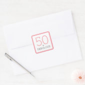 50 en Fabulous 50ste Verjaardagsfeestje Roze  Vierkante Sticker (Envelop)