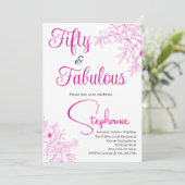 50 en Fabulous | 50ste verpartij roze Kaart (Staand voorkant)