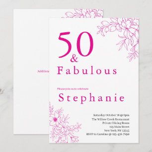 50 en Fabulous   50ste verpartij roze Kaart