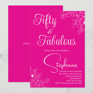 50 en Fabulous   50ste verpartij Roze Wit Kaart