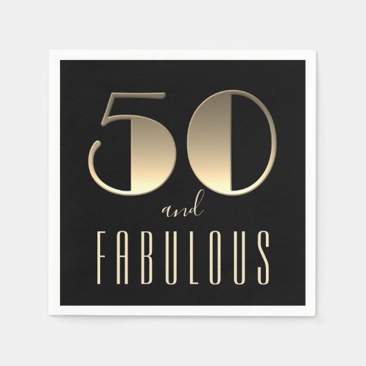 50 en Fabulous 50th Birthday Black Servet (Voorkant)