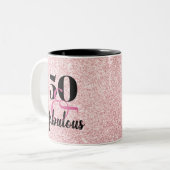 50 en Fabulous 50th Birthday Gift Mok (Voorkant links)