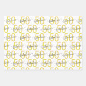 50 en Fabulous 50th Birthday Gold Grey Wrapping Inpakpapier Vel (Voorkant 3)