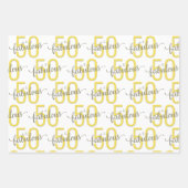 50 en Fabulous 50th Birthday Gold Grey Wrapping Inpakpapier Vel (Voorkant)