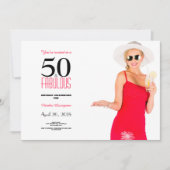 50 en Fabulous 50th Birthday Invitation Kaart (Voorkant)