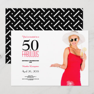50 en Fabulous 50th Birthday Invitation Kaart