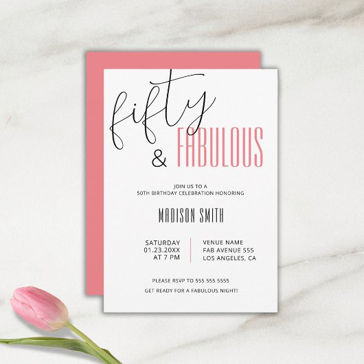 50 en Fabulous 50th Birthday Kaart