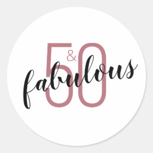 50 en Fabulous 50th Birthday Kaart Ronde Sticker