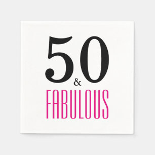 50 en Fabulous 50th Birthday Paper Napkins Servet