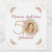 50 en Fabulous 50th Birthday Party Glitter Name (Enkel label)