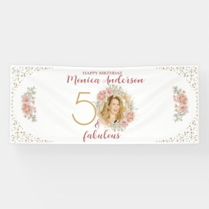 50 en Fabulous 50th Birthday Party Glitter Name Spandoek