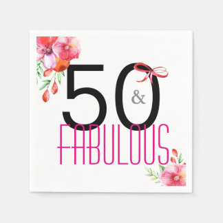 50 en Fabulous 50th Birthday Party Napkins Servet