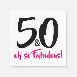 50 en Fabulous 50th Birthday Party Paper Napkins Servetten