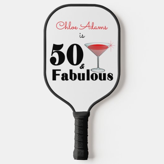 50 en Fabulous 50th Birthday Party Pickleball Paddle (Achterkant)